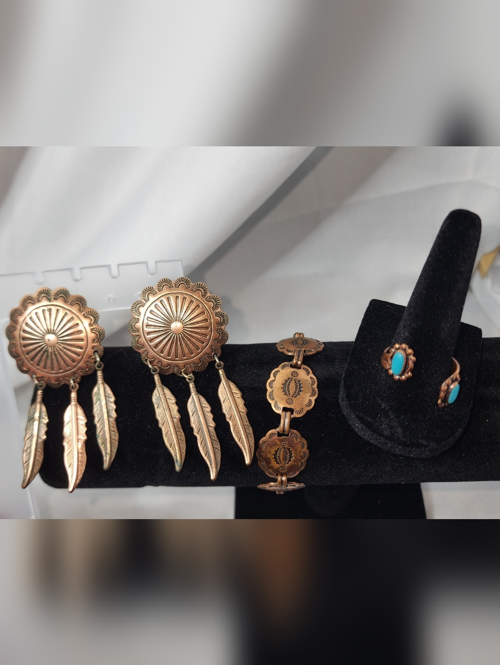 Vintage-Inspired Copper-Tone, Earrings, Ring & Bracelet Set